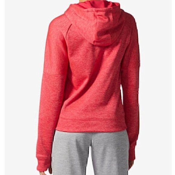 ADIDAS Climawarm Team Issue Fleece Pullover Logo Hoodie Red Active Sweatshirt L - Picture 3 of 12